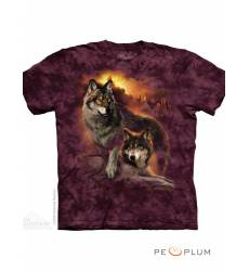 футболка The Mountain Футболка с волком Wolf Sunset