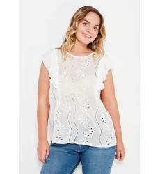 топ Lost Ink Plus BRODERIE TOP WITH FRILL SLEEVE