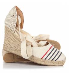 Сабо женское Soludos Striped Tall Wedge Red Navy Natural Striped Tall Wedge