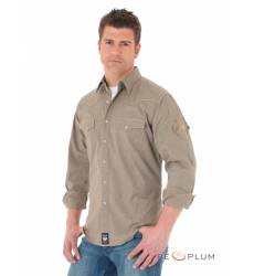 рубашка Wrangler Однотонная рубашка с длинным рукавом Brown Printed