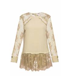 блузка Elisa Cavaletti Блуза из шелка с кружевными и жаты