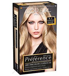 Краска для волос Recital Preference Тон 8.1 КОПЕНГАГЕН Светло-русый-пепельный Краска для волос Recital Preference Тон 8.1 КОПЕ