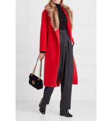 Красное пальто из кашемира с мехом куницы Красное пальто из кашемира с мехом куницы