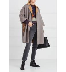 Серо-бежевое пальто из кашемира с мехом куницы Серо-бежевое пальто из кашемира с мехом куницы