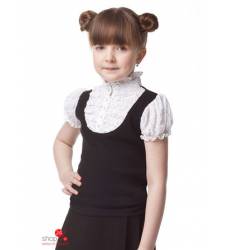 Блуза Vilatte для девочки, цвет черный, белый 39086171