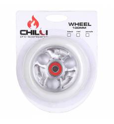 Колесо для самоката Chilli Parabol Wheel 100Mm White/Chrome Core W/Print Parabol Wheel 100mm