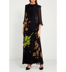 длинное платье Chapurin Черное платье-макси с цветами