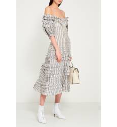 миди-платье Zimmermann Платье в клетку из шелка и льна