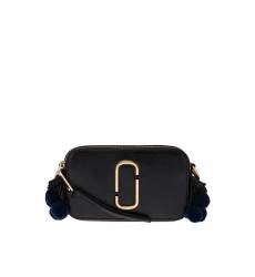 сумка Marc Jacobs Черная сумка с помпонами Snapshot