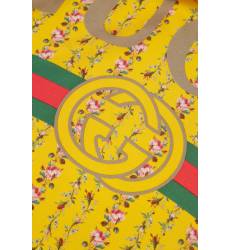 платок Gucci Желтый шелковый платок с цветами