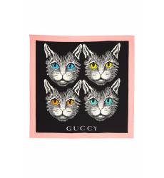 платок Gucci Черный шелковый платок Mystic Cat