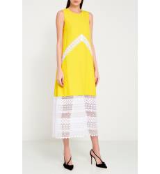 миди-платье No.21 Желтое платье с ажурной отделкой
