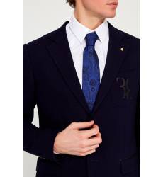 галстук Billionaire Синий шелковый галстук с узором