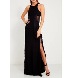 длинное платье ELISABETTA FRANCHI Черное платье с бахромой
