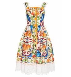 миди-платье Dolce&Gabbana Платье из хлопка с принтом «майолика»