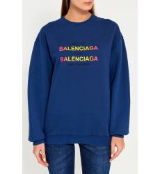 свитшот Balenciaga Синий свитшот с логотипами