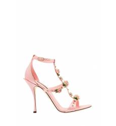 босоножки Dolce&Gabbana Розовые босоножки с объемными розами