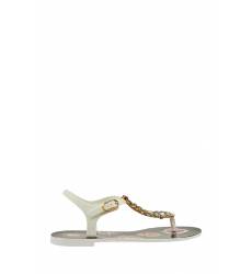 сандалии Dolce&Gabbana Белые сандалии с крупными кристаллами