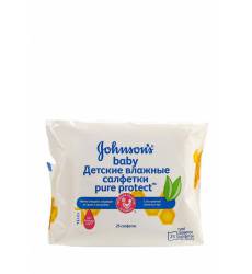 Влажные салфетки Johnson & Johnson Johnsons baby Pure Protect антибактериальные, 25