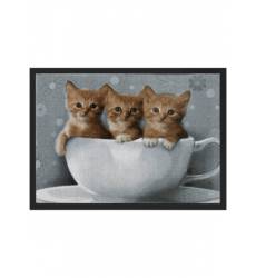 Дверной коврик Три котенка (коричневый) Дверной коврик Три котенка