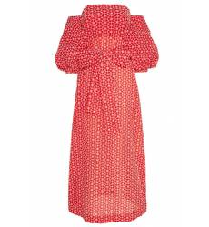 длинное платье Lisa Marie Fernandez Красное платье-макси с вышитыми цветами