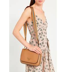 сумка Prada Бежевая кожаная сумка на текстильном ремне