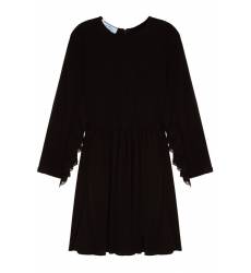 мини-платье Prada Черное шелковое платье с драпировками