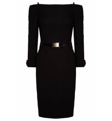 миди-платье Prada Черное шерстяное платье