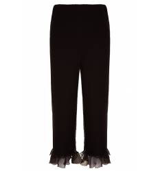брюки Prada Черные шелковые брюки с воланами