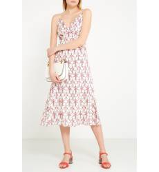 миди-платье Prada Розовое платье из шелка с принтом