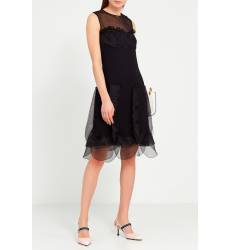 платье Prada Черное шелковое платье с воланами