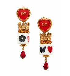 клипсы Dolce&Gabbana Серьги-клипсы с эмалью и кристаллами