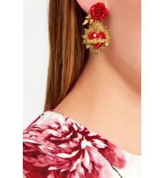клипсы Dolce&Gabbana Серьги-клипсы с гравированным сердцем и розой