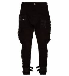 брюки C2H4 Черные хлопковые брюки с ремнями