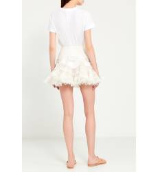 юбка Zimmermann Белая мини-юбка из шелка и льна