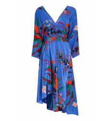 миди-платье DIANE VON FURSTENBERG Синее шелковое платье с цветами