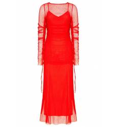 миди-платье DIANE VON FURSTENBERG Красное сетчатое платье с драпировками