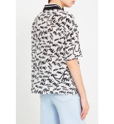 блузка Miu Miu Шелковая блузка с контрастным принтом