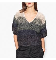 Пуловер с V-образным вырезом из плотного трикотажа 42956973