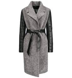 Утепленное пальто из вязаной овчины и натуральной кожи 327316000-c