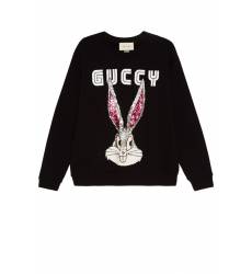свитшот Gucci Черный свитшот с вышивкой пайетками