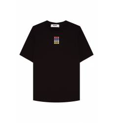 Черная хлопковая футболка с логотипами Черная хлопковая футболка с логотипами
