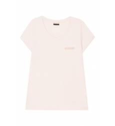Хлопковая розовая футболка с V-вырезом Хлопковая розовая футболка с V-вырезом