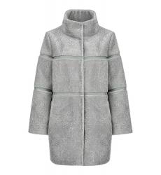 Утепленное пальто из вязаной овчины с кожаной отделкой 327455000-c