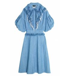 миди-платье Alena Akhmadullina Синее джинсовое платье с драпировкой