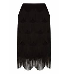 юбка Marc Jacobs Черная юбка-миди с ярусной бахромой