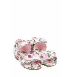 Кожаные сандалии с цветочным принтом Кожаные сандалии с цветочным принтом