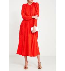 миди-платье Stella McCartney Красное шелковое платье со сборкой