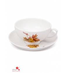 Чашка чайная с блюдцем, 220 мл Дулевский фарфор, цвет белый, коричневый 43060960