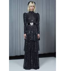 длинное платье Alessandra Rich Черное платье-макси с пайетками
